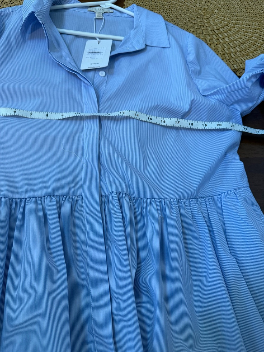 Ted Baker Ollwen Peplum Shirt in Striped Cotton Poplin 12 - Picture 9 of 12